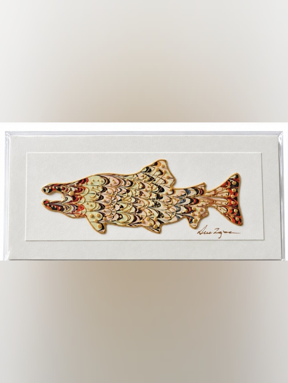 Art Card By Sue Zajac Signed Alaska Cooper River Salmon